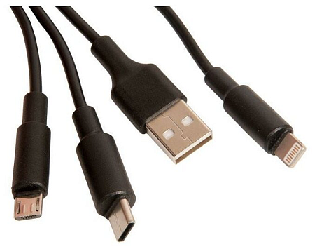 USB дата кабель Lightning+Micro+Type-C, X25, HOCO, черный