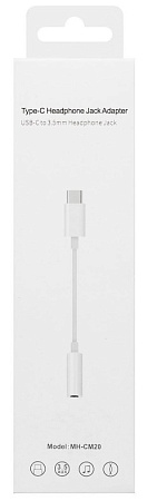 Переходник Type-C на 3,5mm Jack, MH-CM20, со шнуром, музыка+разговор+регулировка громкости, совместим с Ipad Pro, белый
