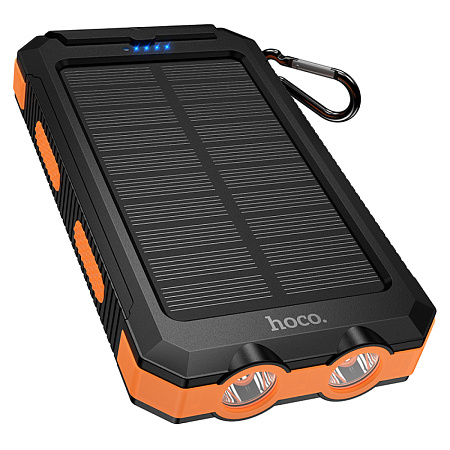 Универсальный Доп. Аккумулятор 8000mAh, J164, HOCO, 2USB (5V/2A) c фонариком, черный
