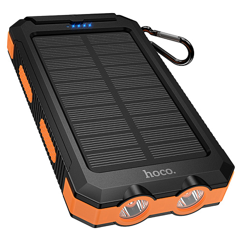 Универсальный Доп. Аккумулятор 8000mAh, J164, HOCO, 2USB (5V/2A) c фонариком, черный