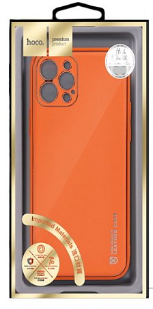 Чехол силиконовый для iPhone 13 Pro (6.1), Graceful Leather series, HOCO, оранжевый