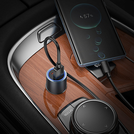 Автомобильное зарядное устройство, 1 USB QC3.0 18W, 1 PD 30W (Z60), HOCO, серый