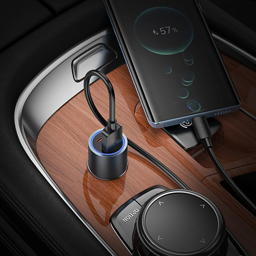 Автомобильное зарядное устройство, 1 USB QC3.0 18W, 1 PD 30W (Z60), HOCO, серый