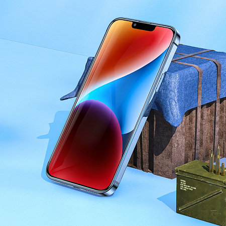 Защитное стекло на iPhone 13 (6.1)/13 Pro/14/16e, A34, HOCO, 9D large arc dustproof glass, черное