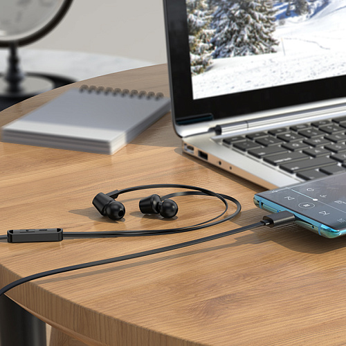 Проводные наушники M86, Type-C, Ocean universal digital earphones, HOCO, вакуумные с микрофоном, черные