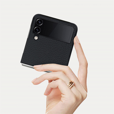 Чехол-накладка для Samsung Galaxy Z Flip 3, DU DU, с подставкой, пластик, черный