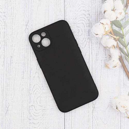 Чехол силиконовый для iPhone 13 (6.1), с микрофиброй внутри, с защитой камеры, X-CASE, черный
