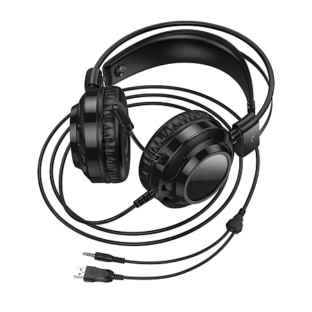 Проводные наушники W110, HOCO, игровые с микрофоном, черный