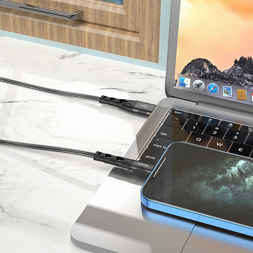 USB дата кабель Lightning, HOCO, U105, 1.2м, черный