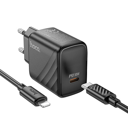 Сетевое зарядное устройство, 1 PD 30W (CS22A), HOCO, Type-C to Lightning, черный