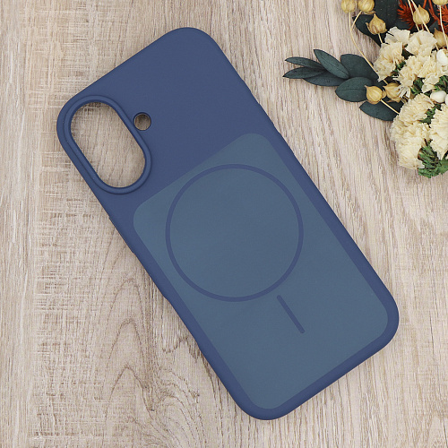 Чехол-накладка для iPhone 17, Silicon Case, магнитный (MagSafe), с дизайном, без лого, X-CASE, синий