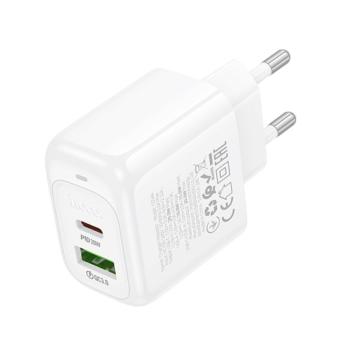 Сетевое зарядное устройство, 1 PD 20W + 1 USB 3.0 QC (CS54A), HOCO, белый