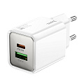 Сетевое зарядное устройство, 1 PD 20W + 1 USB 3.0 QC (N46), HOCO, белый