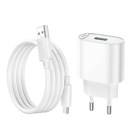 Сетевое зарядное устройство, 1 USB 3.0A 18W (C109A), HOCO, Micro, белый