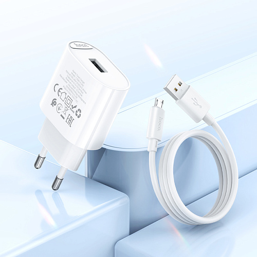 Сетевое зарядное устройство, 1 USB 10.5W (C109A), HOCO, Micro, белый
