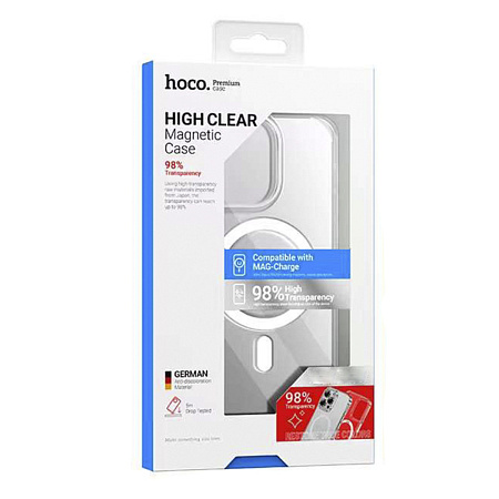 Чехол для iPhone 15, PC+TPU, Магнитный (MagSafe), AS4, HOCO, прозрачный