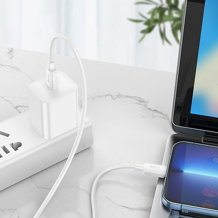 Кабель Lightning to Type-C (PD), HOCO, X96, 1M, силиконовый, белый