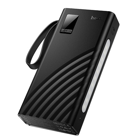 Универсальный Доп. Аккумулятор 20000mAh, J155, HOCO, выход: 2 USB, 1 PD (20W), кабель: Type-C, Lightning, Micro, черный