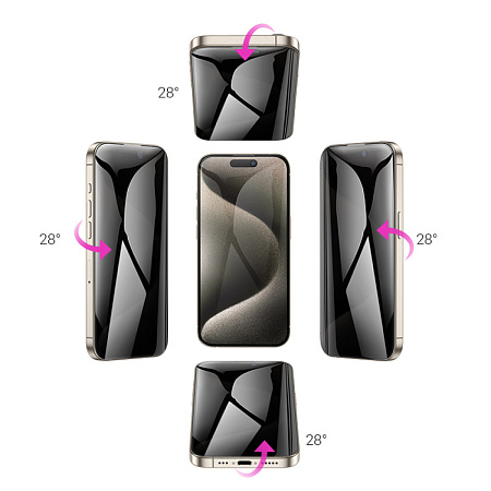 Защитное стекло для iPhone 15 Pro Max, A38, HOCO, 360-degree Privacy, черное