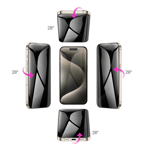 Защитное стекло для iPhone 15 Pro Max, A38, HOCO, 360-degree Privacy, черное