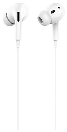 Проводные наушники M1 Pro, Lightning, HOCO, вакуумные с микрофоном, белые