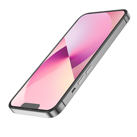Защитное стекло на iPhone 13 mini (5.4) A31, HOCO, Full screen 3D, с сеточкой для динамика, черное