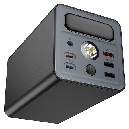 Универсальный Доп. Аккумулятор 60000mAh, J138, HOCO, 1 USB-A (22.5W)+2 USB-A+1 PD (20W)+DC12V, вход  Type-C, черный