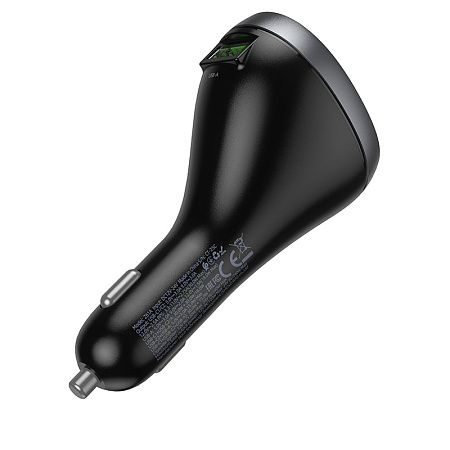 Разветвитель прикуривателя на 2 PD 60W +1 USB +1 прикуриватель, Z61A, с дисплеем, черный