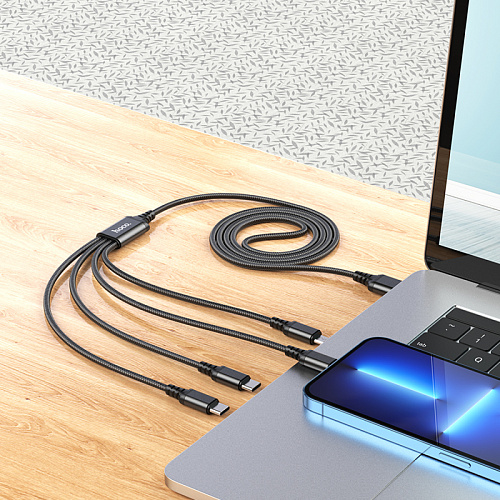 USB дата кабель Lightning+Micro+Type-C+Type-C, X76, HOCO, черный