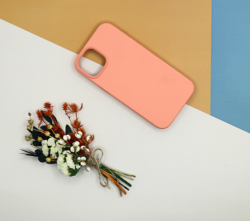 Чехол-накладка для iPhone 14, Silicon Case, без лого, лососевый