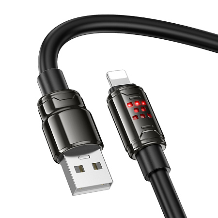 USB дата кабель Lightning, HOCO, U143, 1.2 метр, цвет черный