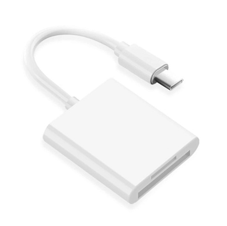 Картридер Type-C на micro SD+SD, с проводом, белый