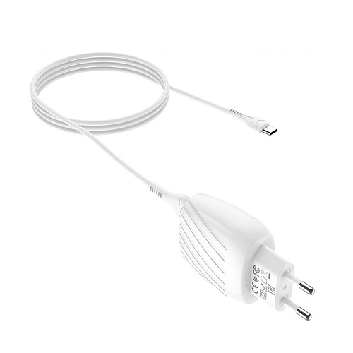 Сетевое зарядное устройство, 2 USB 2.4A (C78A), HOCO, Type-C, белый