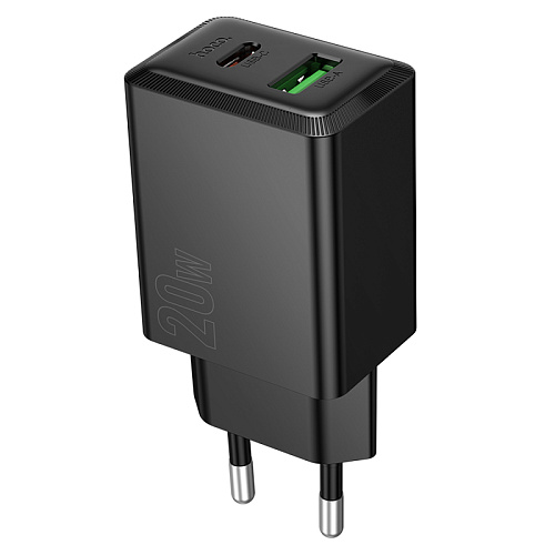 Сетевое зарядное устройство, 1 PD 20W + 1 USB 3.0 QC (N69), HOCO, черный