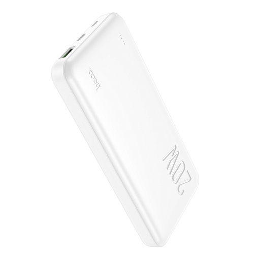 Универсальный Доп. Аккумулятор 10000mAh, J87, HOCO, выход 1 USB (18W), 1 PD (20W), вход Micro/Type-C, белый