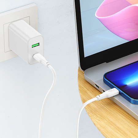 Кабель Lightning to Type-C (PD), HOCO, X93, 2м, 20W, белый