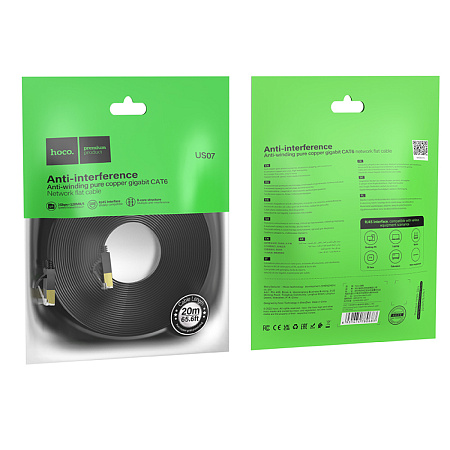 Патч-корд, медная жила, кабель для подключения интернета, 20м, US07, HOCO, черный