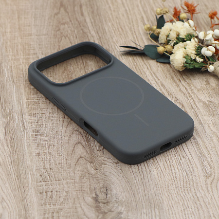 Чехол-накладка для iPhone 17 Pro Max, Silicon Case, магнитный (MagSafe), без лого, X-CASE, угольно-серый