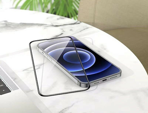 Защитное стекло на iPhone 13 mini (5.4) G1, HOCO, Flash attach full screen silk screen, черное