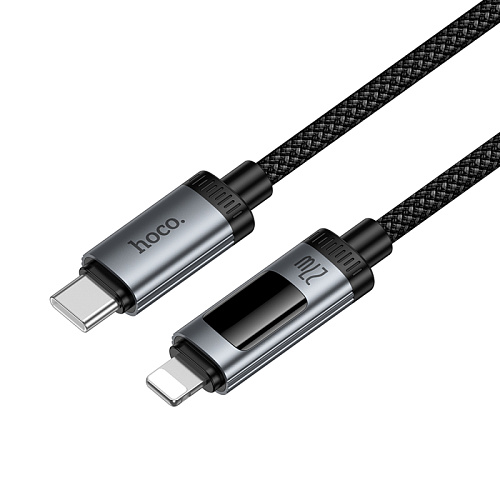 Кабель Lightning to Type-C (PD), HOCO, U148, 1.2 метра, PD 27W, с дисплеем, цвет черный
