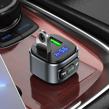 Bluetooth FM модулятор с Bluetooth, E67, HOCO, черный
