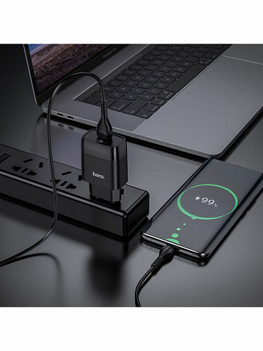 Сетевое зарядное устройство, 1 USB 3.0A (C72Q), HOCO, Type-C, черный