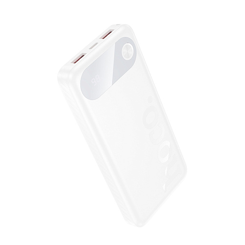 Универсальный Доп. Аккумулятор 10000mAh, J154, HOCO, выход: 2 USB (22.5), 1 PD (20W), белый