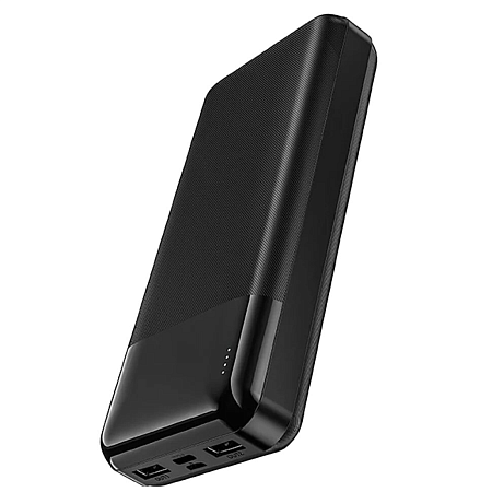 Универсальный Доп. Аккумулятор 20000mAh, J72A, HOCO, 2 USB (5V/2.0A), черный
