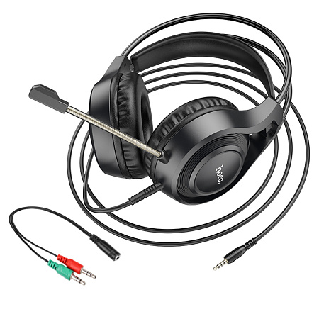 Проводные наушники W106, HOCO, игровые с микрофоном, черные