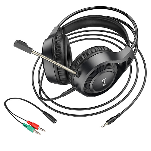 Проводные наушники W106, HOCO, игровые с микрофоном, черные