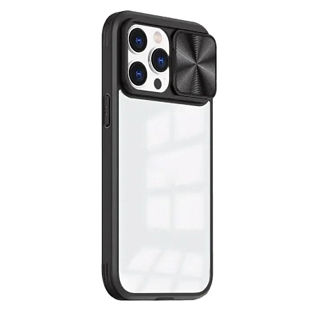 Чехол силиконовый для iPhone 14 Pro (6.1), с выдвижной защитой камеры, X-CASE, черный
