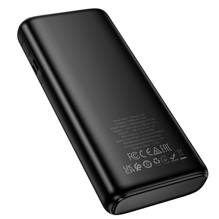 Универсальный Доп. Аккумулятор 10000mAh, J158A, HOCO, выход: 2 USB: 5V/2, черный
