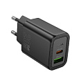 Сетевое зарядное устройство, 1 PD 20W + 1 USB 3.0 QC (N61), HOCO, черный