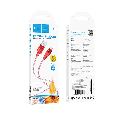 USB Кабель Micro, HOCO, X99, 1м, силиконовый, красный